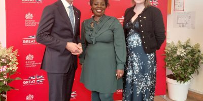 United Kingdom’s Ambassador to Germany, Andrew Mitchell CMG, Dr Prue Goredema and Consul General Roseanna Watson
