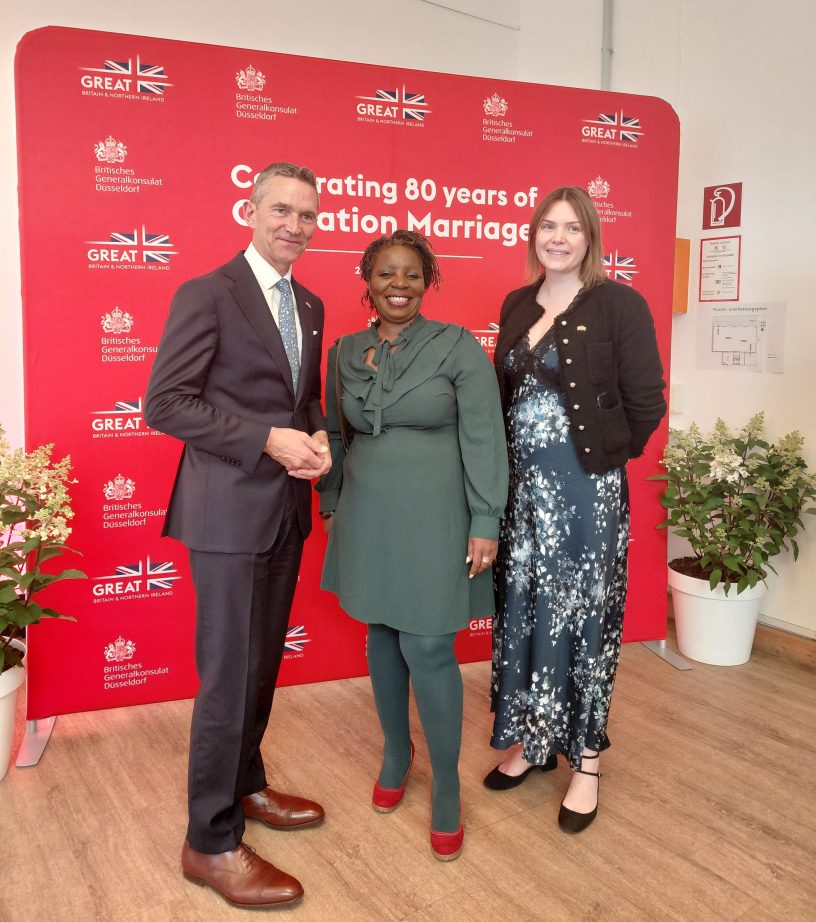 United Kingdom’s Ambassador to Germany, Andrew Mitchell CMG, Dr Prue Goredema and Consul General Roseanna Watson
